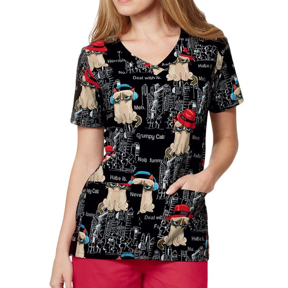 Medical Uniform Scrub Top Grumpy Cat In NYC